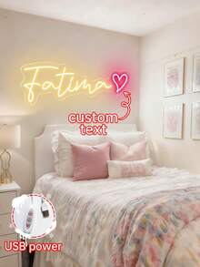 可定制霓虹灯，个性化可调光LED墙饰，个性化婚礼霓虹灯，情人节礼物，节日霓虹灯，家居装饰，婚礼背景，USB供电，浪漫家居装饰，完美适用于墙面装饰、都市盛会、时尚装饰，永恒之爱 - singel light 5 - 查看 5