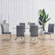 Cadeira Cantilever, Estrutura Metálica Cromada, Capacidade De Carga Até 120 Kg, Estofada Com Revestimento, Cinza (Conjunto De 4) - Cinza - Ver 3