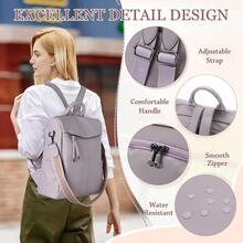 Backpack Purse For Women Fashion Faux Leather Anti-Theft Backpack With Detachable Shoulder Strap For Daily Work Travel - Purple - View 5