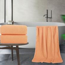Microfiber Oversize Quick Dry Lint Free Bath Towel 60 X 30 In Set Of 2 Orange Waffle Weave - Orange - View 2