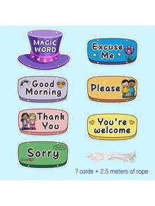 1 Stück Klassenzimmer Wortschatz Wanddekoration, Lernkarten mit höflichen Ausdrücken für die Englisch-Ecke des Lehrers, Hängefahnen für Schüler zum Vokabellernen - A - Übersicht 10