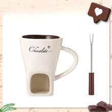 1 Set Of Ceramic Chocolate Fondue Stove, Multi-Functional Chocolate Melting Cup With Fork, Cheese And Cheese Melting Cup, Ice Cream Fondue Cup. Ideal Gift For Chocolate, Cheese, Caramel, Butter. Perfect For Birthdays, Weddings, Christmas, Valentine's Day. - Multicolor - View 12