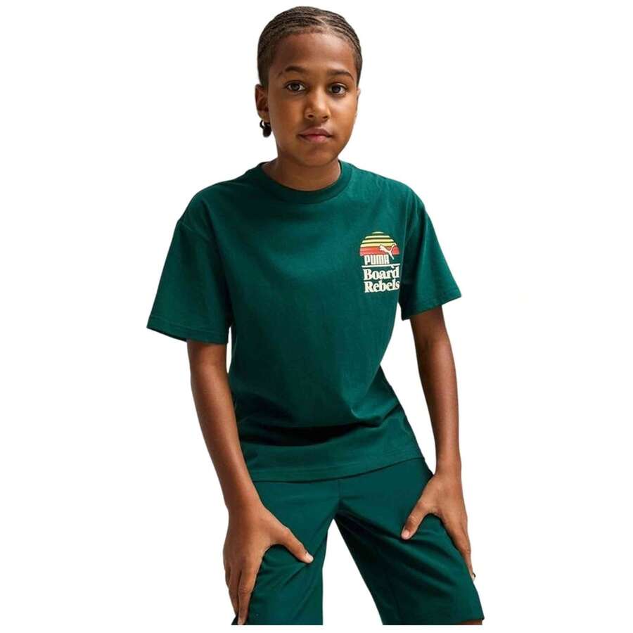 Puma Teen Boys T-Shirts - Green - View 1
