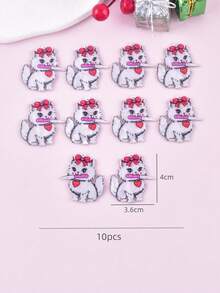 Set de 10 piezas Colgante acrílico de corazón de gato para el Día de San Valentín, pendientes DIY para mujeres, regalo de San Valentín, para hacer joyas - Blanco - Ver 3