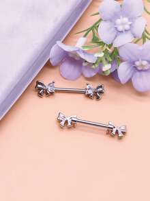 2pcs 14G 316L Stainless Steel CZ Nipple Rings, Unisex Body Piercing Jewelry