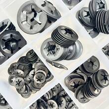 140pcs M3-M12 Push-In Locking Washers, Star Washers, Bearing Clips, Retaining Rings, Fastener Assortment Kit - Black - View 7