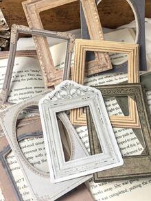 10pcs/Pack Vintage Frame Hollow Textured Stickers For Scrapbooking & Decoration Paper Material Papers Back To School