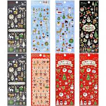 1 Sheet Random 8pcs Christmas Stickers [Gold Glitter] Notebook Stickers, Gift Stickers, Christmas Decorations, Santa Claus/Snowflake Crystals/Christmas Tree/Wreath/Deer - Multicolor - View 2
