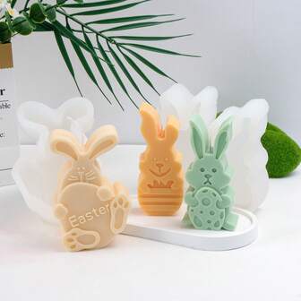 Easter Flat Rabbit Silicone Mold, Durable Easy Demold Bunny Mold For Candle Plaster Resin Clay Art, DIY Easter Craft Supplies, Handmade Decor Ornaments