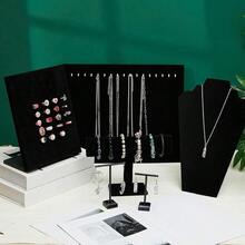Henoyso 22 Pcs Veet Jewelry Display Set Jewelry Display For Selling Necklace Stand Bracelet Holder T Shape Earring Stand - 黑色 - 查看 3