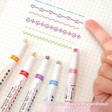6pcs/Set Colorful Outline Pens, Hand-Drawn Lace Pens, Highlighter Pens, Floral Outline Pens, Wave Line Pens, Suitable For Note-Taking And Drawing, Student And Office Supplies, Exquisite Gift Choice - Outline Pen - View 4