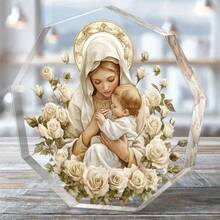 1 tượng Đức Mẹ Đồng Trinh bằng acrylic trang trí - Biểu tượng bình yên với vầng hào quang vàng và hoa hồng trắng, thích hợp để trưng bày trên bàn làm việc tại nhà và văn phòng, món quà lý tưởng cho mọi mùa trong năm. - Nhiều màu - Xem 5