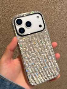 Ốp lưng điện thoại đính đá sang trọng dành cho nữ tương thích với iPhone 17 Pro Max/17 Pro/17 Air/17/16 Pro Max/16/16 Pro/16 Plus/15/15 Pro Max/15 Pro/15 Plus/11/12/13/14 Pro Max/XS/XR/11 Pro/11 Pro Max/12 Pro/12 Pro Max/13 Pro/13 Pro Max/7 Plus/14 Pro/14 Pro Max/14 Plus/7 Plus/8 Plus/8/SE2, Mềm - Bạc - Xem 3