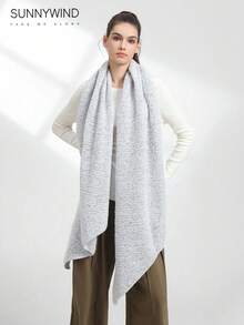1 pieza Bufanda de punto suave de poliéster de unicolor para mujer, de uso diario - blanco gris - Ver 1