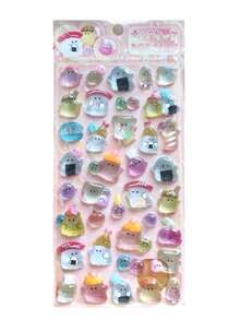 Pegatinas de cristal con relieve 3D, patrón de frutas y conejos, materiales decorativos educativos DIY para niños, pegatinas de regalo, cuaderno de espiral, suministros de oficina y escolares, unisex, mejora la eficiencia del trabajo, artículos esenciales de vuelta a la escuela, suministros de aprendizaje - Multicolor - Ver 6