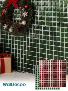 WalDecoo 1/5/10/20 片红色马赛克瓷砖，即剥即贴，自粘墙砖，适用于厨房、浴室、壁炉、房车的防溅板（10 英寸 * 10 英寸） - 彩色 - 查看 3