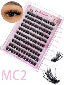 120pcs Self-Adhesive False Eyelashes, No Glue Needed, Reusable - No Makeup Removal, No Sticky Residue, Pre-Glued Lashes (Thick Mixed Style) - C - 查看 1