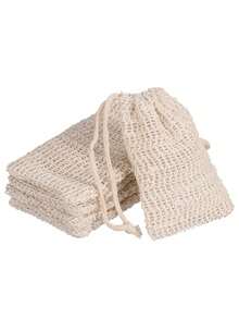 1/5/10pcs Reusable Exfoliating Soap Bags, Jute Drawstring Soap Bags, Soap Pouches, Knotted Bathing Soap Bags, Easy Lathering And Drying, Body Scrub, Back Scrub, Skin Smoother, Removes Dirt And Dead Skin, Body Cleansing Tool, Bathroom Accessories, Bathroom Decor, Summer - Multicolor - View 9