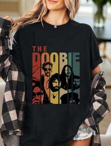 Doobie Brothers Retro Band Shirt Vintage 70s Rock T-Shirt Music Lover Tee Classic Rock Gift Tee - màu đen - Xem 1