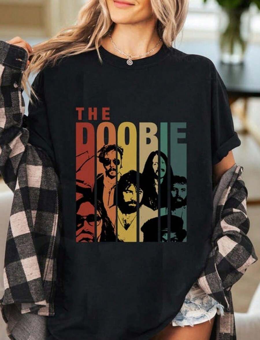 Doobie Brothers Retro Band Shirt Vintage 70s Rock T-Shirt Music Lover Tee Classic Rock Gift Tee - màu đen - Xem 1