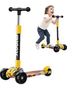 Glückluz Kick Scooter para Niños Niñas, Patinete Infantil para Pequeños 3 a 14 Años, Regalo para Día del Niños - Amarillo - Ver 8