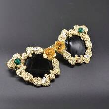 1 Pc   Fashionable Flower Shaped Glasses For Women With Large Frames And High-End Feel - Vàng - Xem 1