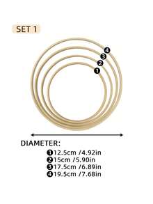 4pcs Beige Dreamcatcher Style Bamboo Wreath Decor Rings, Suitable For Outdoor Lawn, Wedding Hanging Decorations Like Feathers, Vines, Ribbons, Balloons, Or Indoor Wall, Bedroom Decor, Wind Chimes, Rustic Ornaments, DIY Embroidery Hoops - Apricot - View 14