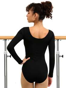 Women's Halloween Cosplay Classical Team Basic Long Sleeve Set Ballet Dance Leotards For Adult Gymnastics Dance Practice Daily Wear Cheerleading Team Train Tops With Soft Lining Ballet Bodysuits Clothes Black - Black - View 3