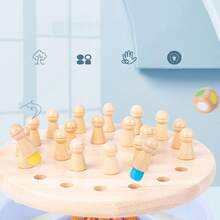 [Wooden Memory Game] Portable Wooden Memory Matching Game 1Set | Family Strategy Board Game For Holiday Gifts And Brain Training - Nhiều màu - Xem 2