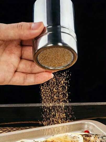 Stainless Steel Powdered Sugar Shaker - Fine Mesh Design For Precise Dusting Of Cocoa Powder, Cinnamon, And Coffee Powder - Easy To Clean, Suitable For Home Baking, Restaurants And Cafes - Durable Metal Kitchen Utensil, Essential For Coffee Shops | Stylish Kitchen Tool | Easy-To-Clean Material, Suitable For Dessert Making, Grilling, Beverage Preparation, And More, Kitchen Essential