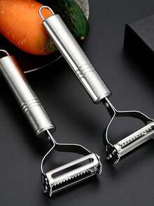1 Piece Minimalist Practical Style Silver Stainless Steel Multi-Purpose Fruit & Vegetable Peeler Slicer & Julienne Cutter For Potatoes & More Ingredients Convenient & Labor-Saving For New Year Kitchen Meal Prep/Mother's Day Kitchenware Gift/Graduation Rental Cooking Household