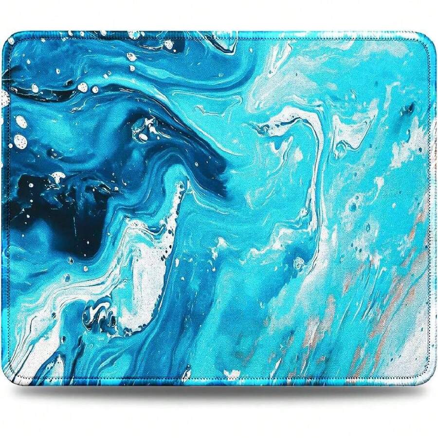 Mouse Pad With Non-Slip Rubber Base, Premium-Textured & Washable Computer Mousepad With Stitched Edges, Mouse Pads For Computers, Laptop, Gaming, Office & Home, 10.2 X 8.3 In Blue Waves,35467689 - Màu xanh lam - Xem 1