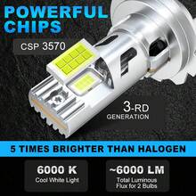 S&D H7 LED Bulb 20000 Lumens H7 LED Headlight Canbus Error-Free Auto Turbo Boost Lamp Fog Light Plug And Play Headlight 6000K 12V 24V - H7 - View 2