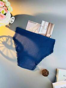 20-Pack Elegant Lace Solid Color Panties - High-Waisted Tummy Control, Knit Fabric, Full Coverage Comfort Fit, Soft And Breathable, Everyday Wear SolidColors, Classic Brief Style, Spring/Winter Clothing (6 Colors Random Delivery) - Nhiều màu - Xem 2