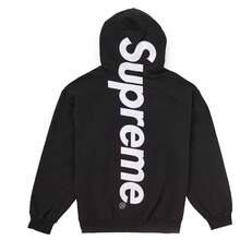 Supreme Satin Applique Hooded Sweatshirt FW24 | Authentic Designer Premium Heavyweight Crossgrain Fleece Hoodie | Essential Streetwear Collector's Luxury Layering Outerwear Pants Set Black - 黑色連帽衫 - 查看 1