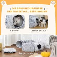 Túnel para gatos, tejido de felpa, cojín, plegable, estructura de metal, cueva para gatos, gris claro - Gris Claro - Ver 6