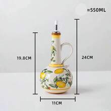 Botol Minyak Zaitun 700ml, Dispenser Minyak & Cuka Keramik Timbul di Bawah Glasir, Wadah Penyimpanan Aksesori Dapur, Botol Minyak Bumbu - MultiWarna - View 17