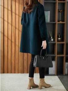 Women Trench Coats - Màu xanh lá cây đậm - Xem 3