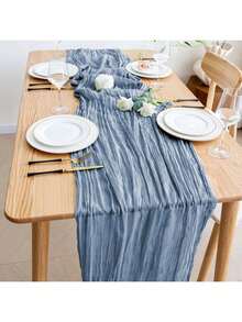 1/2/4 件装 35.43*70.87/118.11/157.48 英寸 苔绿色巴厘岛薄纱桌旗，波西米亚风褶皱桌旗，浪漫餐桌装饰，适用于婚礼、新娘送礼会、生日派对、万圣节、新年、圣诞节