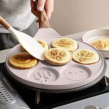 Sarten Para Tortitas , Plancha Antiadherente Para Panqueques 7 Hoyos Sartén Para Tortillas Lindo e Interesante Panqueques de Desayuno Para Niños Molde, 26 cm(Blanco inducción) - Multicolor - Ver 3