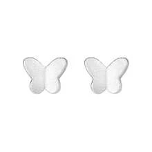 1pc S999 Sterling Silver Matte Butterfly Ear Stud, Minimalist Heart Design, Elegant Earring - White Gold - View 11