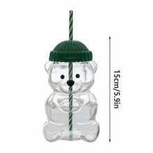 1pc Bear Shaped Glass Cup With Lid & Straw, 20oz Capacity, Suitable For Honey, Coffee, Beer, Wine, Cocktail And Other Beverages - Multicolor - View 2