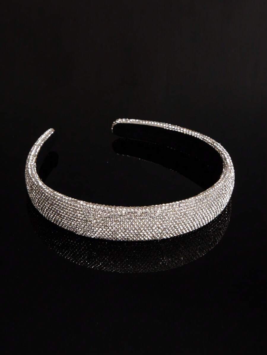 1pc Thin Beaded & Rhinestone Decorated Fashion Headband ,Hairband ,Diadema ,Hair Hoop - FG1248 - White - View 1