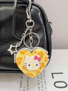 SANRIO 1 chiếc móc khóa hình trái tim có gương soi hình mèo KT hoạt hình dễ thương và thời trang, phụ kiện túi xách độc đáo, phụ kiện cao cấp. - Nhiều màu - Xem 2