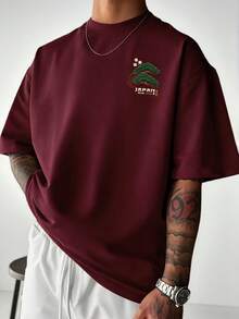 Men's Casual Versatile Simple Japanese Crane Print Short Sleeve T-Shirt