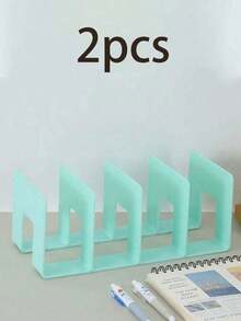 1/2/4件套书架，书架，桌面收纳架，四格收纳盒，加厚隔板书架，文具收纳架，厨房置物架，标签贴纸，适用于学生、办公室、书桌、厨房、浴室、化妆品收纳等。 - 彩色 - 查看 13