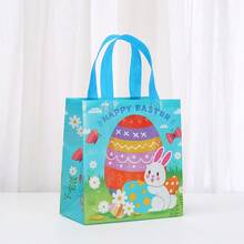 24pcs/12pcs/6pcs/3pcs Rabbit Themed Paper Bags With Handles, Reusable Non-Woven Fabric Bags, Easter Party Supplies, Birthday Party Gifts And Packaging - Multicolor - View 9