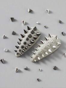 6 شبكات من الزخارف المعدنية الثلاثية الأبعاد بطراز Y2K، زخارف معدنية صغيرة بطراز بانك مستوحاة، إكسسوارات مسامير معدنية صغيرة فضية بتصميم صخري مميز، لوازم الأظافر DIY، أحجار كريمة للأظافر، لوازم مسامير الأظافر - متعدد الألوان - مشاهدة 4