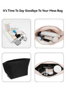 Le Pliage 毛毡内衬袋，多口袋毛毡袋，旅行便携内衬袋，带拉链，适合存放学习用品 - 黑色 - 查看 6