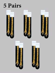 1 Pair Women's Knee-High Socks, New Autumn/Winter Design, Breathable & Comfortable Chicken Claw Cartoon Pattern, Unique Casual Daily Versatile Fashion - Multicolor - View 10